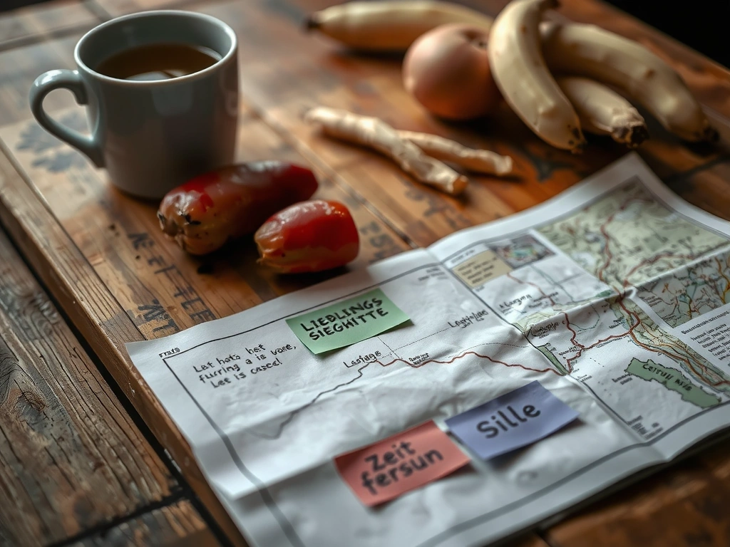 Vorbereitungsmappe mit Notizen auf einem Holztisch