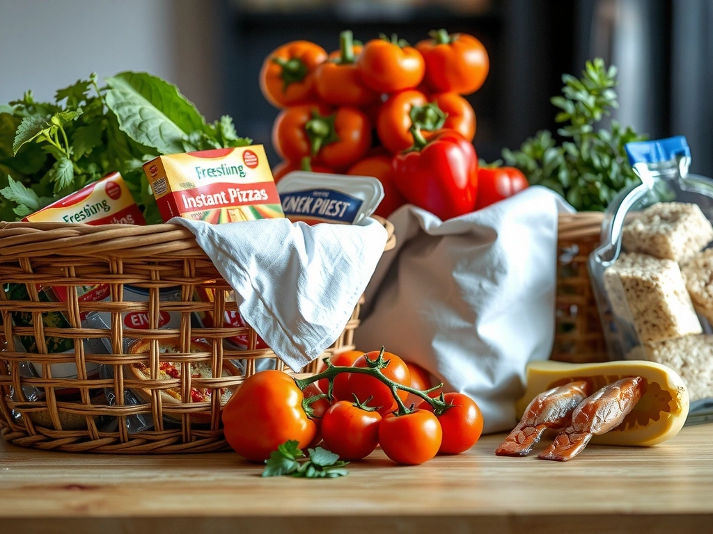 Vergleich Einkaufskorb: Fertigprodukte vs. frische Zutaten